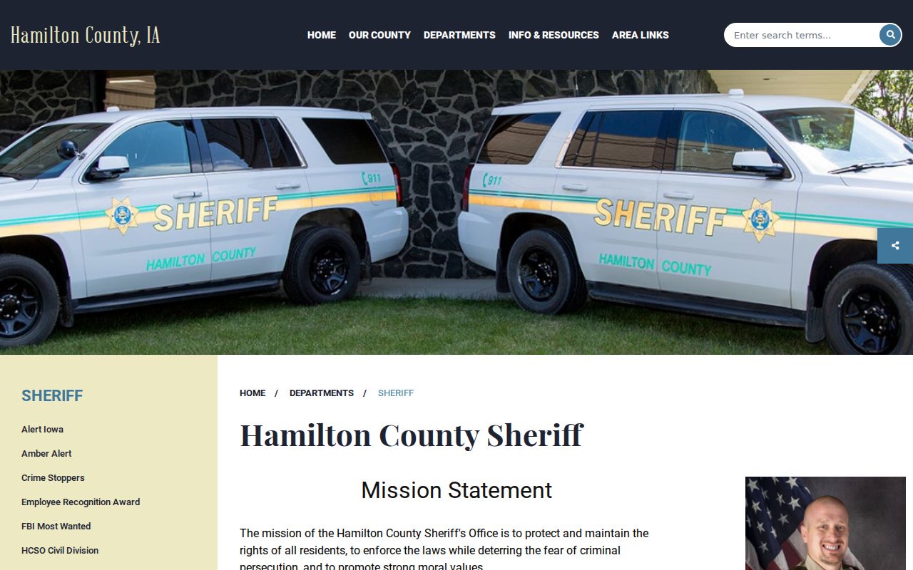 Hamilton County Sheriff page for warrant records routing
